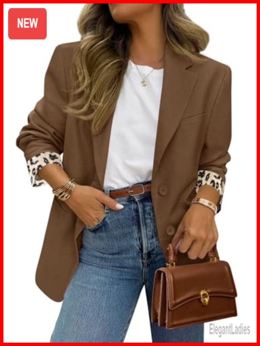 PRETTYGARDEN Womens Open Front Leopard Blazer Suit Jacket Business Casual